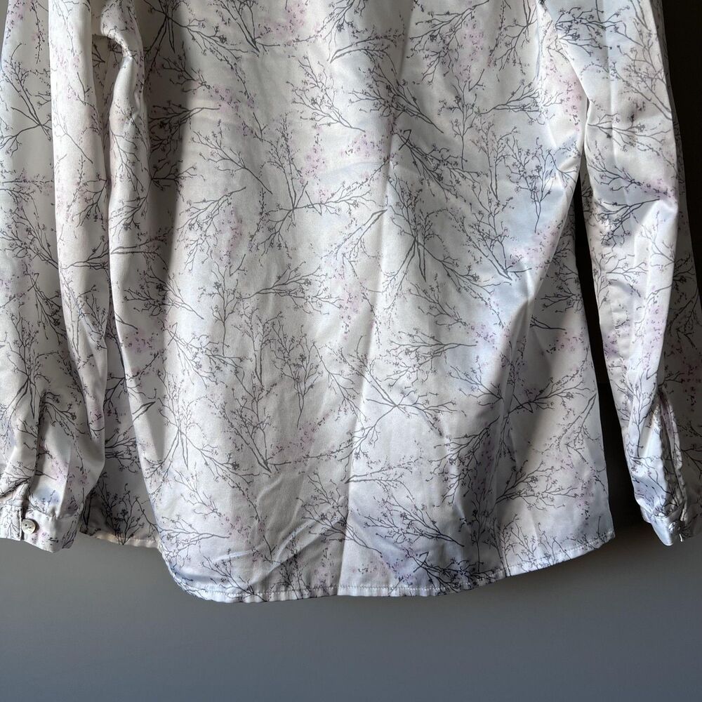 Chicos Shirt Womens Small White Floral Branch Print Henley Long Sleeve Blouse 0 - Picture 7 of 12